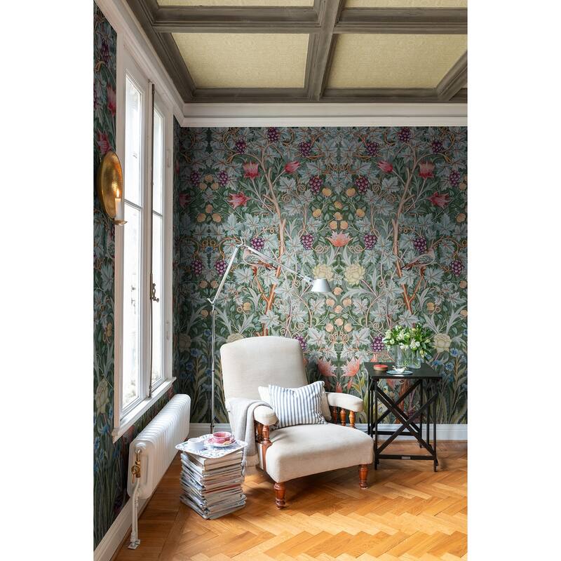 Vine Embroidery Sea Green Wall Mural