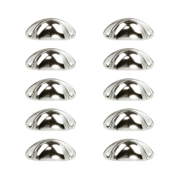 Bin Cup Pulls 2.6" Hole Center Cabinet Handle Nickel Plating Silver Tone 10pcs - Nickel Plating Silver Tone