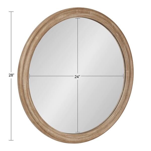 dimension image slide 2 of 3, Kate and Laurel Mansell Wood Framed Wall Mirror - 28" Diameter