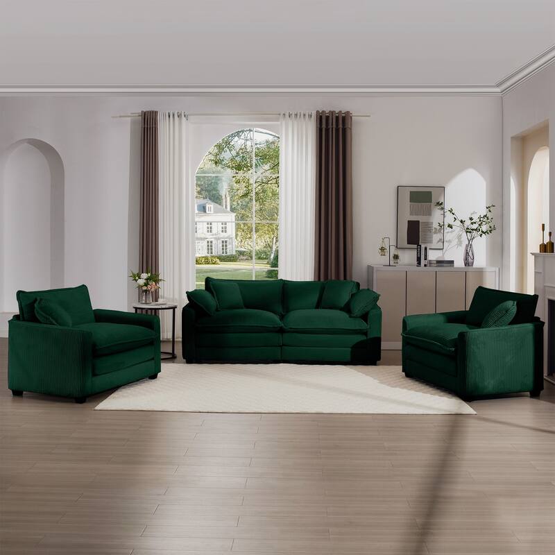2+1+1Seater Flexible Combinations Sofa Set with One 2-Seater Sofas and 2 Single Sofa Chairs for Livingroom