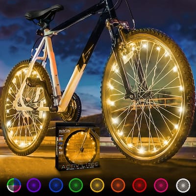Activ Life LED Bike Wheel Lights (2 Tires, Gold), Brighter & Visible for Safety & Style, Batteries Included