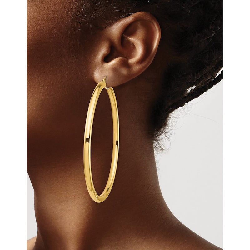 Curata 14k Yellow Gold Lightweight 72x4mm Polished Hoop Earrings