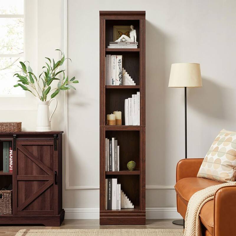 VAUXHILL & CO. Halston Narrow Bookcase, Adjustable Open Shelving Unit, Cherry - 52.7