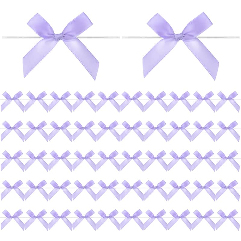 50-Pack Satin Ribbon Twist Tie Bows 2.4x2.8" Bow Twist for Craft