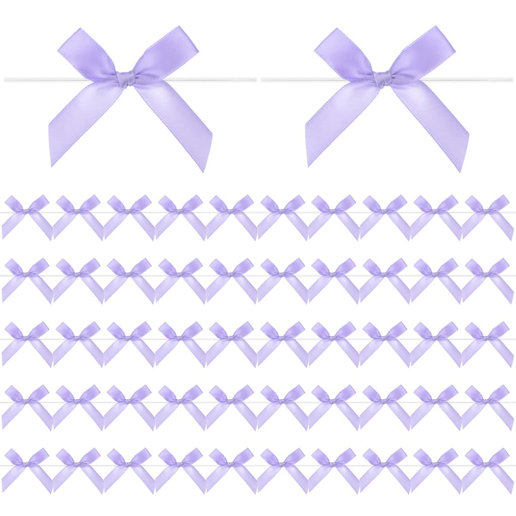 50-Pack Satin Ribbon Twist Tie Bows 2.4x2.8" Bow Twist for Craft