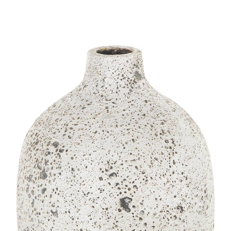 White Ceramic Antique Style Textured Decorative Vase