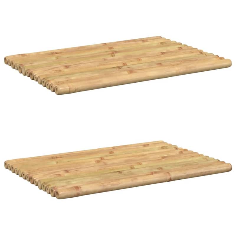 vidaXL Bath Mats Doormat Shower Accent Bathroom Kitchen Backyard 2 Pcs Bamboo