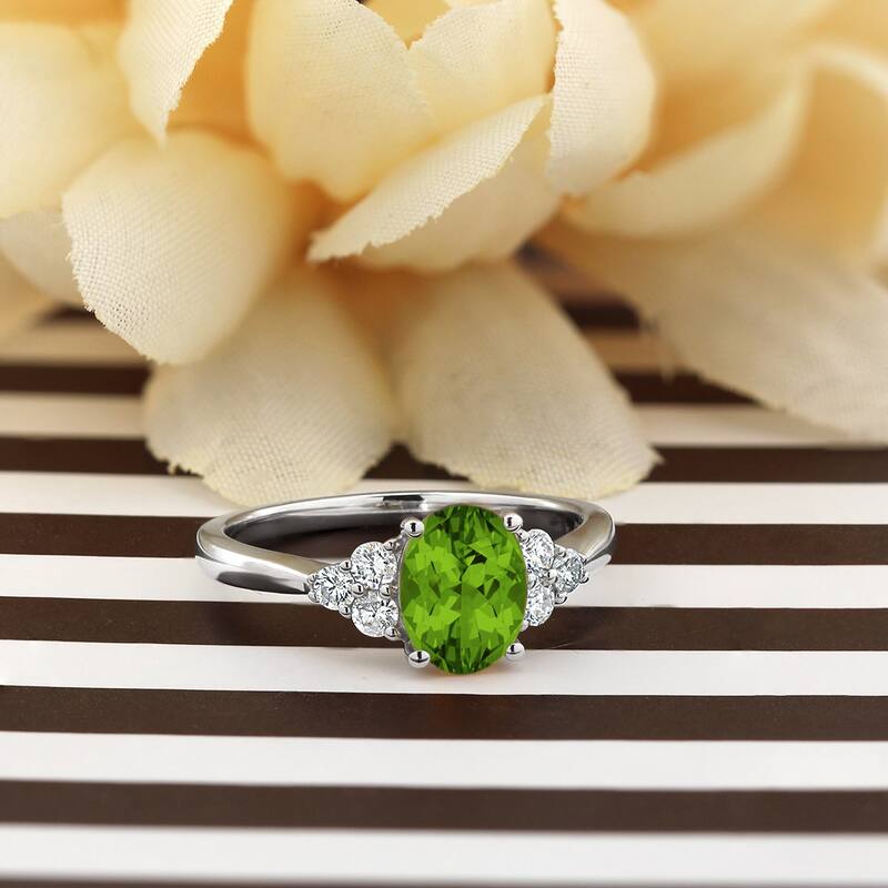 Auriya 1 1/10ct Oval Peridot and Diamond Engagement Ring 1/4ctw 14k Gold