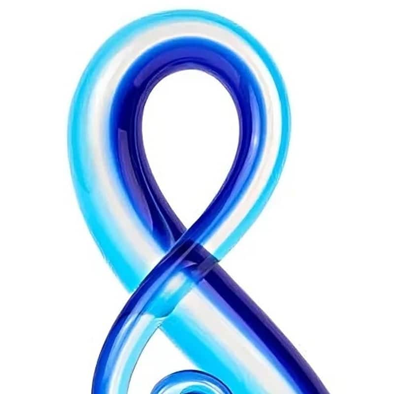 HomeRoots 12" Clear and Blue Murano Glass Modern Abstract Tabletop Sculpture - 12" x 5" x 5"