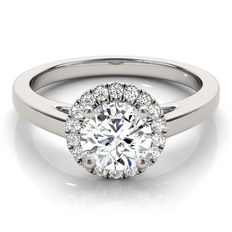 Auriya 14k White Gold Lab Grown Round Diamond Halo Engagement Ring 0.50 to 5.00 ct. tw. (F-G VS)