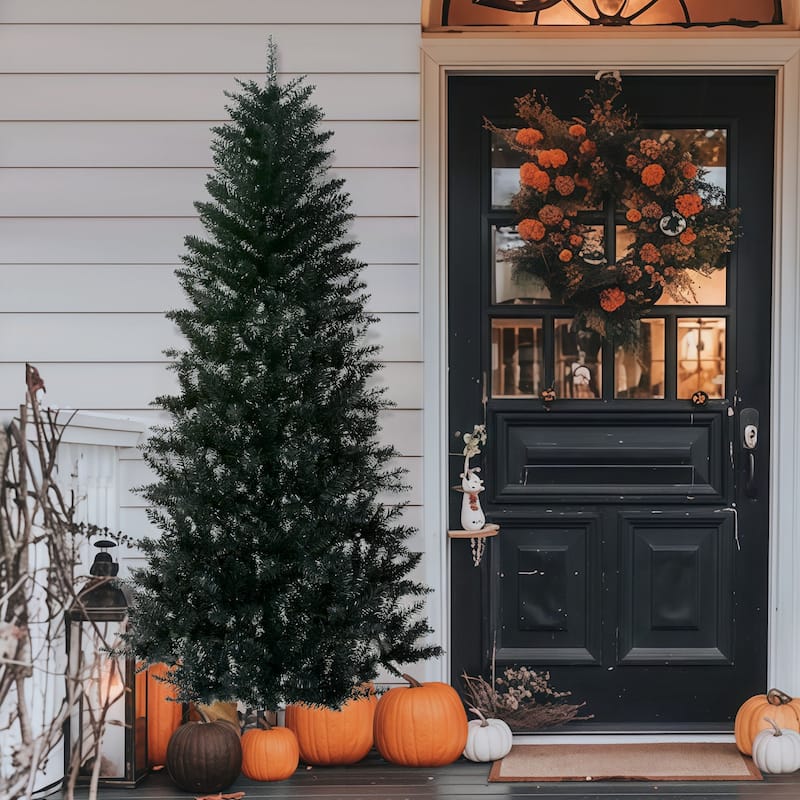 Puleo International 7' Black Carson Pine Artificial Christmas Tree - 7 Foot