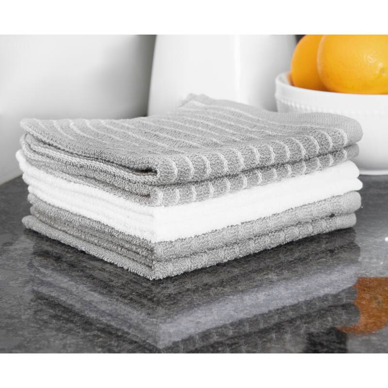 RITZ Cotton Terry Horizontal Stripe Bar Mop Dish Cloths (Set of 6)