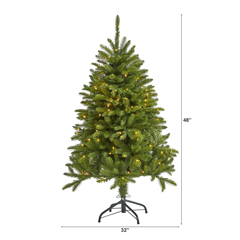 4' Pre-Lit Sierra Spruce Artificial Christmas Tree, Clear LED Lights - 4 Foot