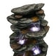preview thumbnail 12 of 10, 40in High Outdoor 6-tier Rock Cascading Water Fountain with LED Lights - N/A