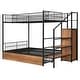 preview thumbnail 10 of 26, Industrial Minimalist Twin Over Full Metal Bunk Bed with Drawer and Lateral Storage Ladder and Wardrobe