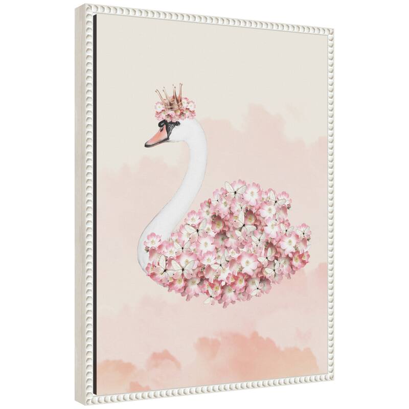Kate and Laurel Sylvie Romantic Floral Swan Framed Canvas by July Art Prints - 18x24
