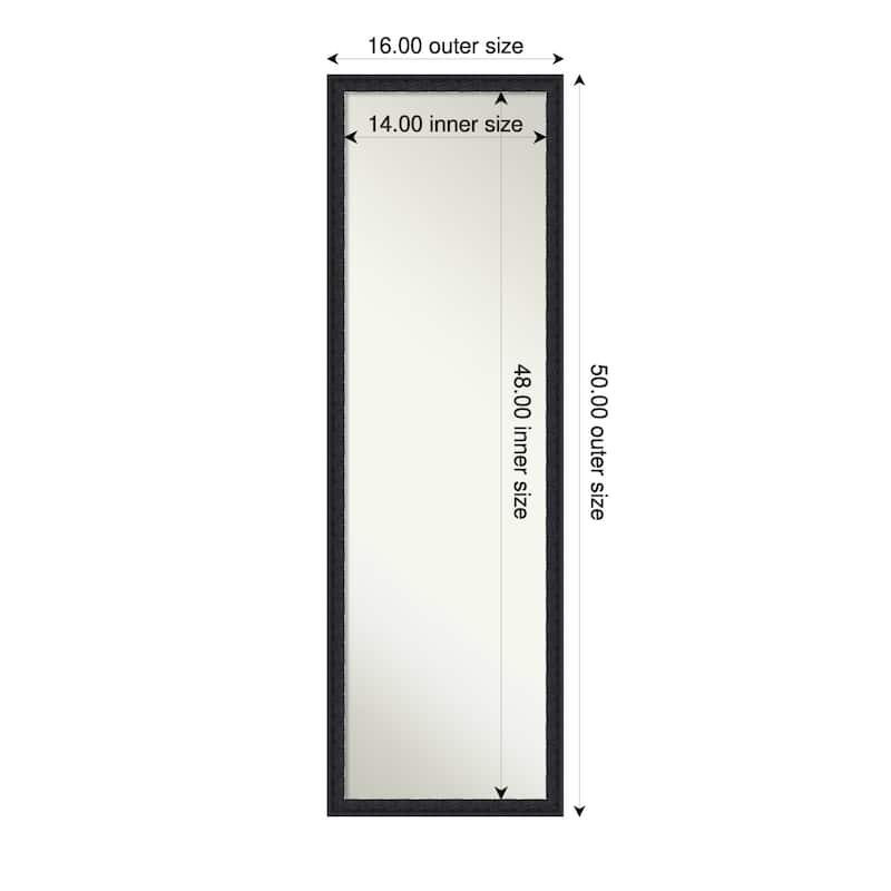 Bethany Non-Beveled Wood Framed Full-Length On the Door Mirror - 16 x 50 in - Bethany Black
