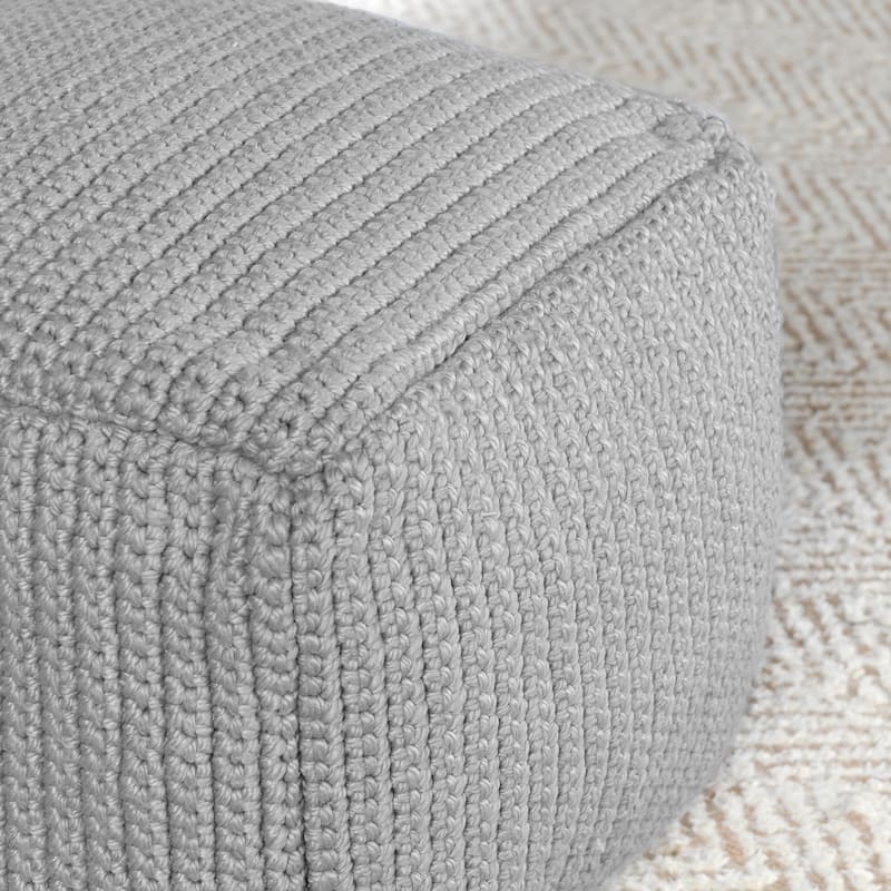 Villa by Classic Home Prism 18" Handwoven Square Pouf