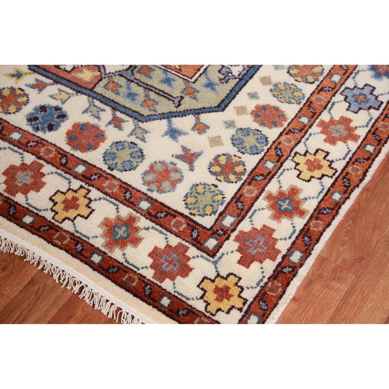 Hand Knotted Oriental 100% Wool Carpet Traditional Geometric Beige & Ivories Heriz (serapi) Area Rug - 10' 0'' X 8' 2''