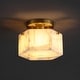 preview thumbnail 4 of 5, SAFAVIEH Kory 8-inch Alabaster & Metal Semi-Flush Mount - 8" W x 8" D x 7" H