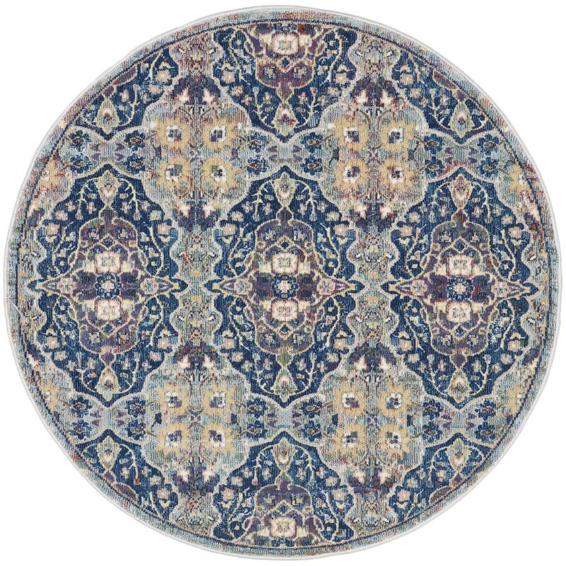 Power Loomed Distressed Floral Traditional Non Skid Area Rug