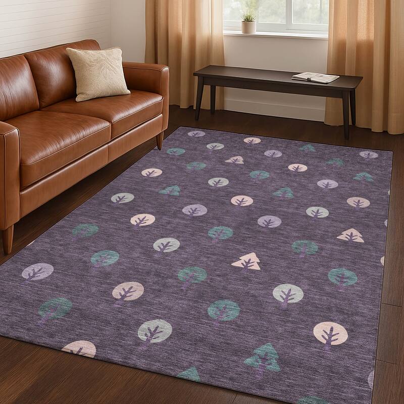 Machine Washable Indoor/ Outdoor Modern Mulvane Chantille Rug