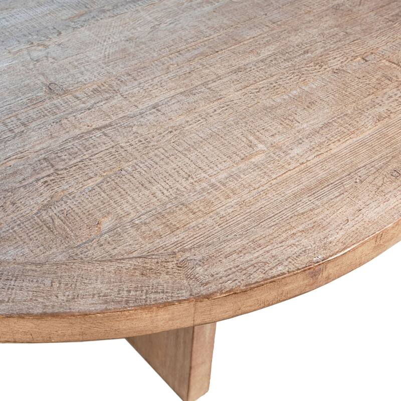 Landon Round Reclaimed Pine Natural Finish Dining Table with Cross Base
