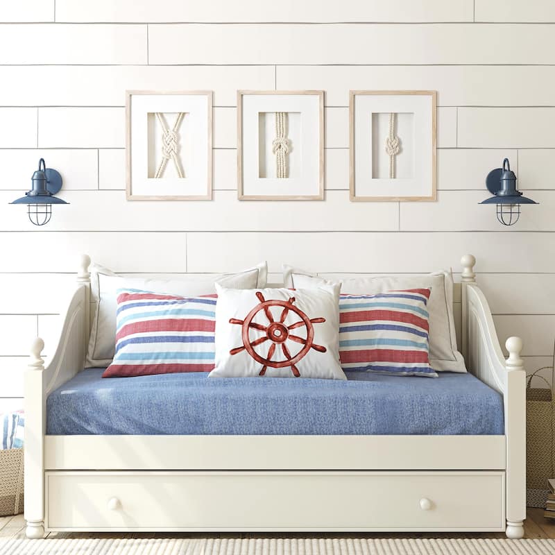 American Art Decor Naut Shore Framed Nautical Knots Wall Decor in Natural 3-piece set