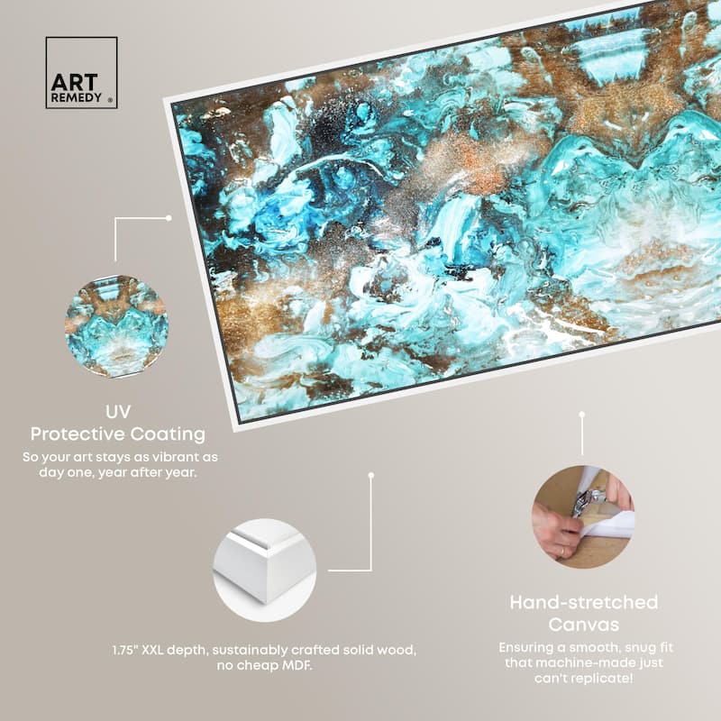 Blazing Blue Gold Long Panoramic Canvas by Art Remedy