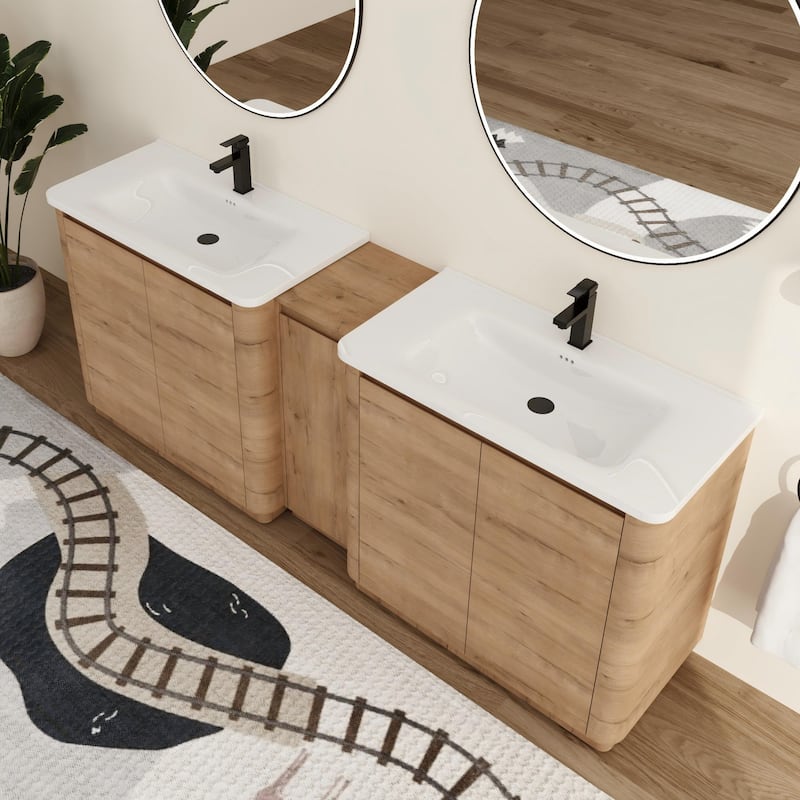 Malwee 36"/40"/48"/52"/60"/64"/84"/92" Bathroom Vanity with Sink, FreeStanding Bathroom Vanity with Door and Adjustable Shelf