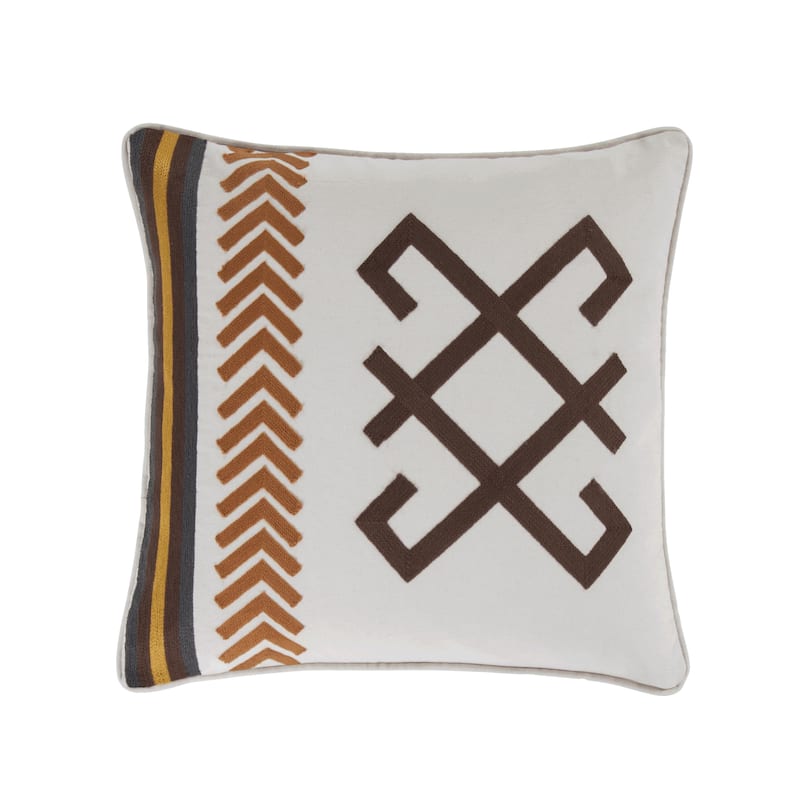 HiEnd Accents Toluca Embroidered Throw Pillow, 18"x18"