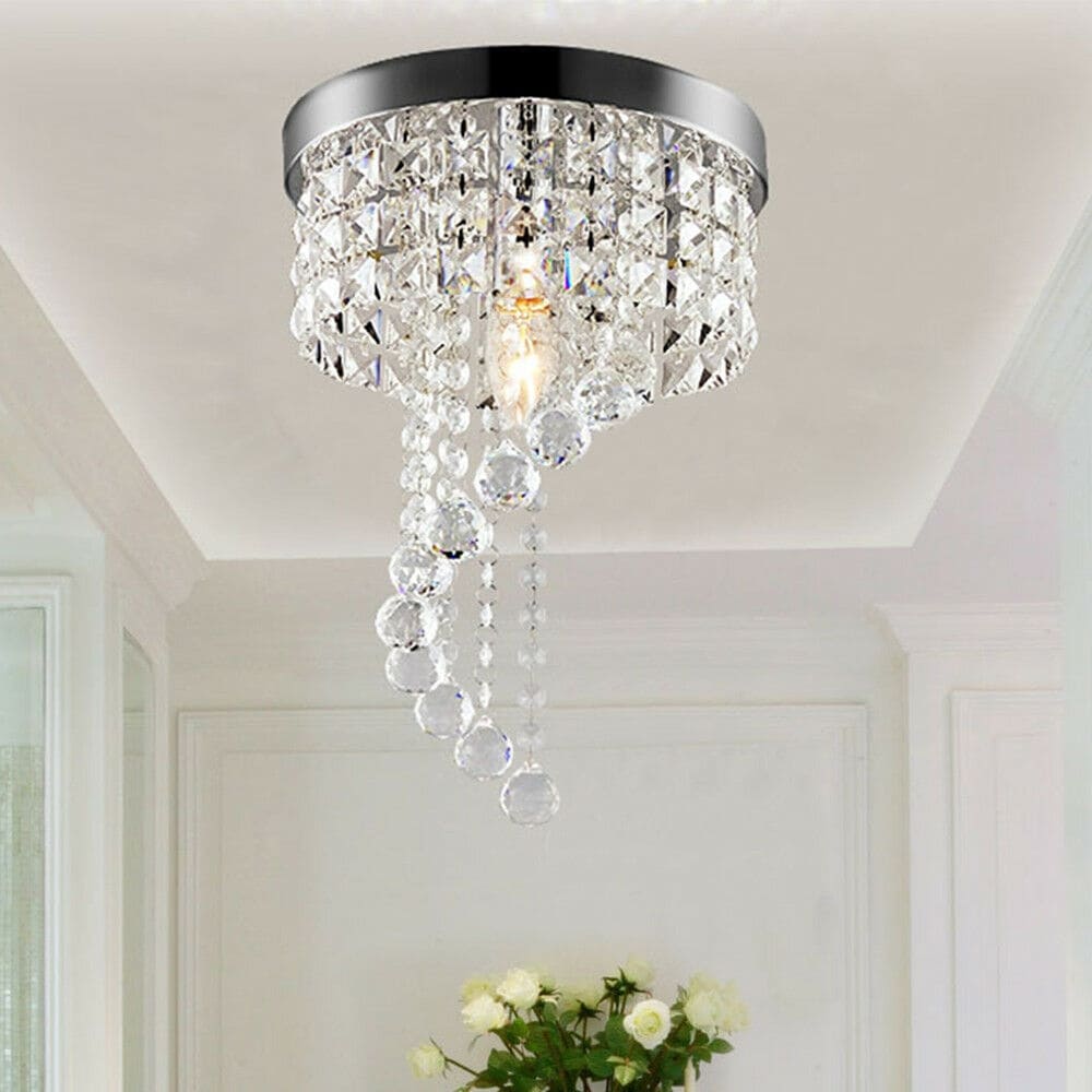 Modern Crystal Ceiling Light Fixture Mini Flush Mount Chandelier -  8.66\, image size:1000x1000