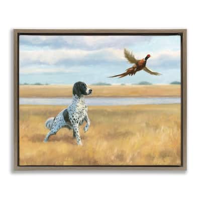 Stupell Pointer Dog & Pheasant Framed Floater Canvas Wall Art Design by James Wiens