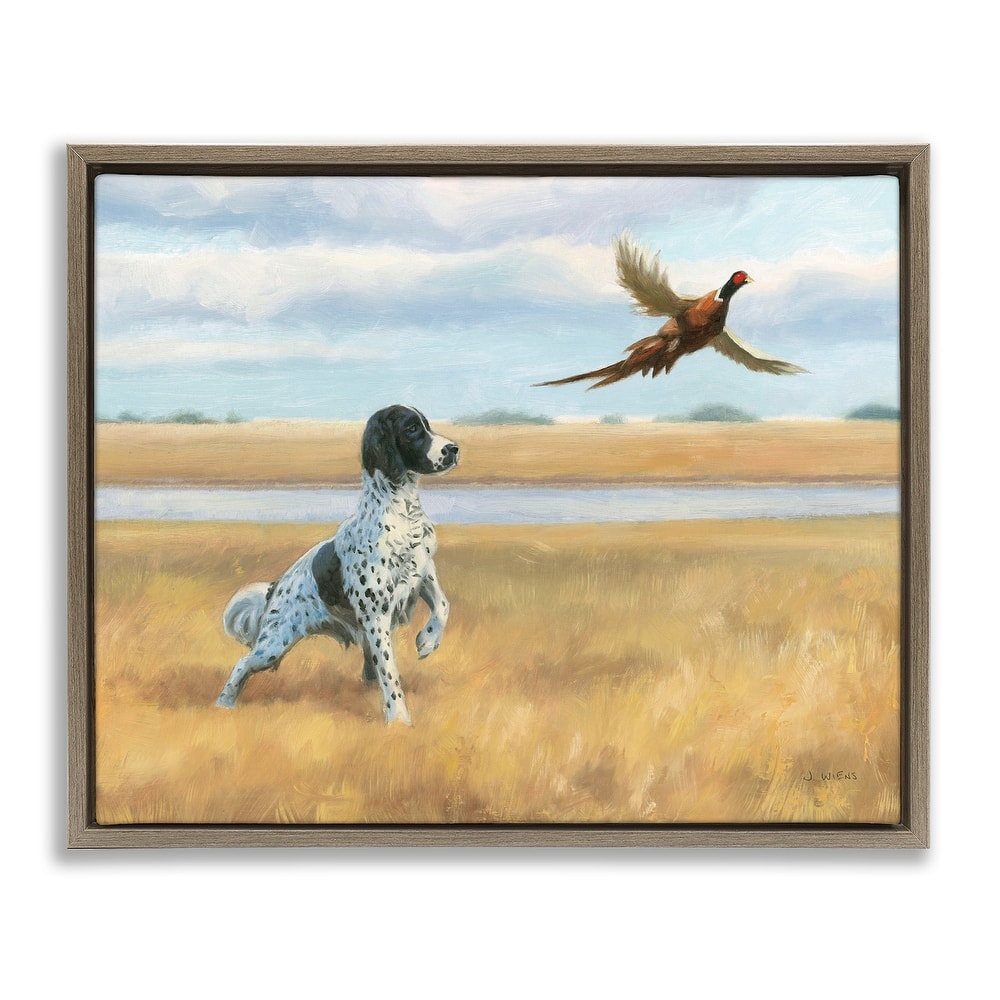 Stupell Pointer Dog & Pheasant Framed Floater Canvas Wall Art Design by James Wiens