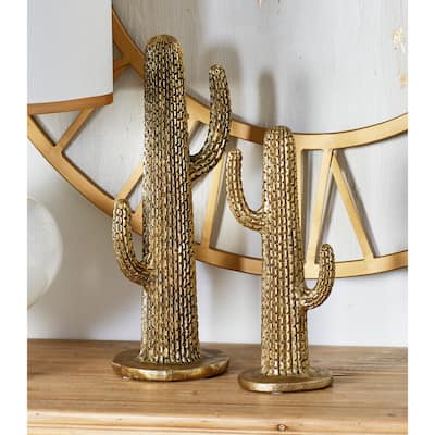 Gold Polystone Eclectic Sculpture Nature (Set of 2) - S/2 12", 17"H