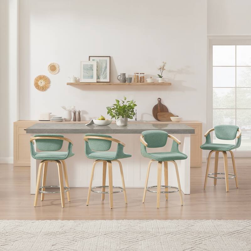 Art Leon Set of 2 Comfortable Fabric Upholstered Counter Stool, Barstool