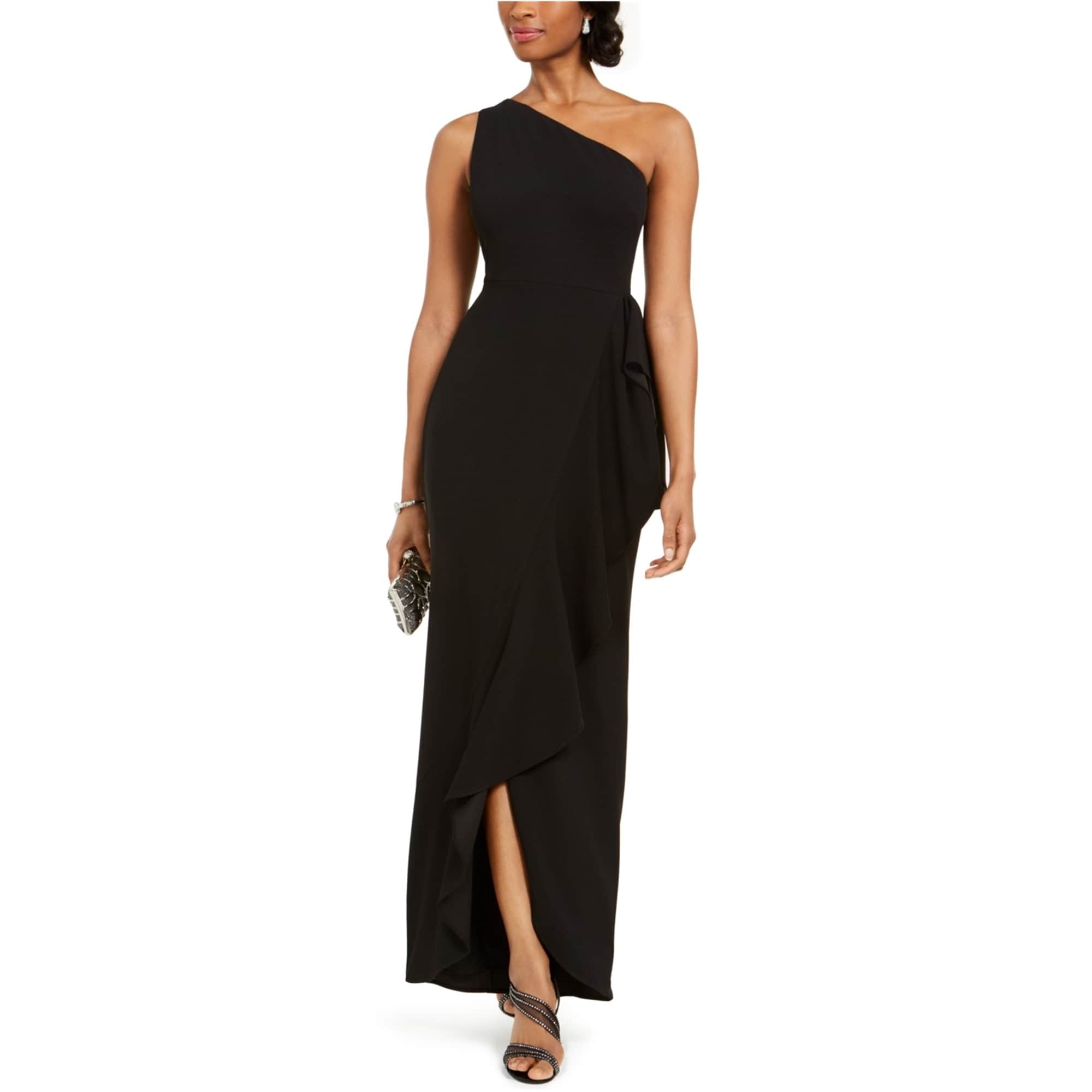 open lace back dress Amazon.com: Adrianna Evening Women's Knit Crepe One Shoulder Gown, Black, 6  : Clothing, Shoes & Jewelry main image 1