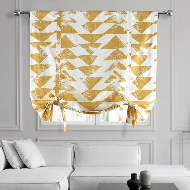 Exclusive Fabrics Triad Printed Cotton Tie-Up Window Shade - 46 X 63 - Triad Gold