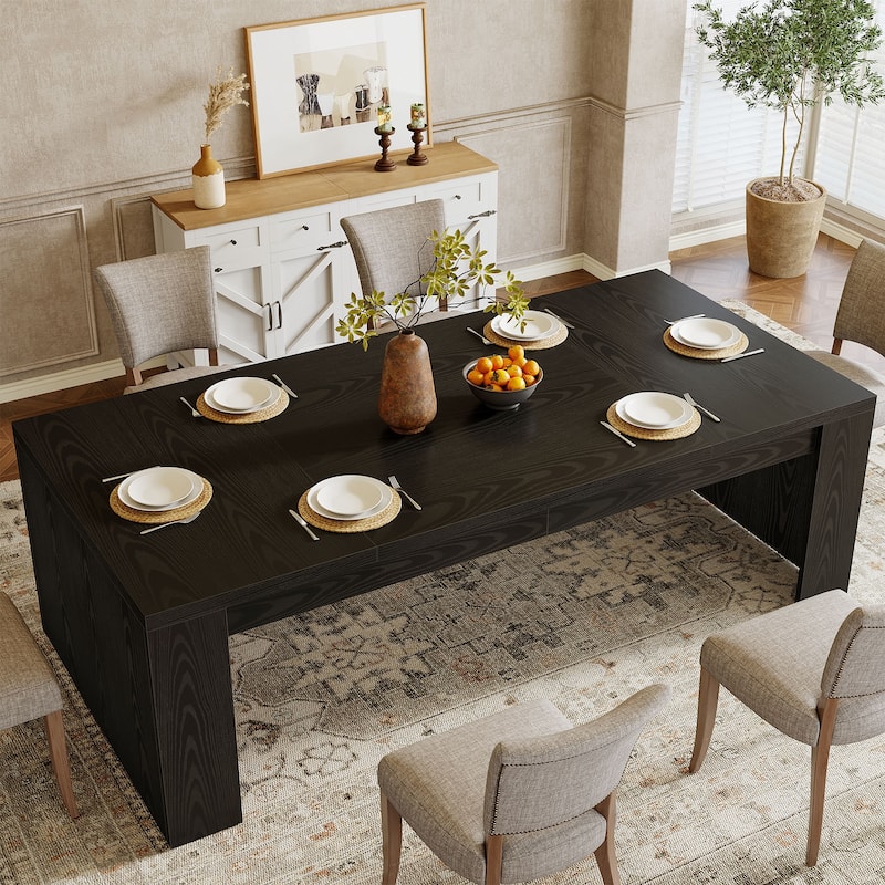 70.86-Inch Rectangular Dining Table for 6-8, Farmhouse Wooden Kitchen Table