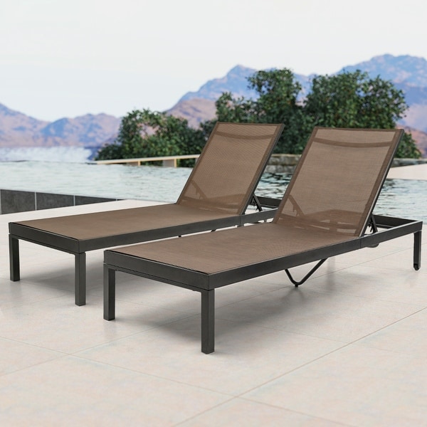 Shop 2PCS Outdoor Aluminum Adjustable Chaise Lounge Chairs ...