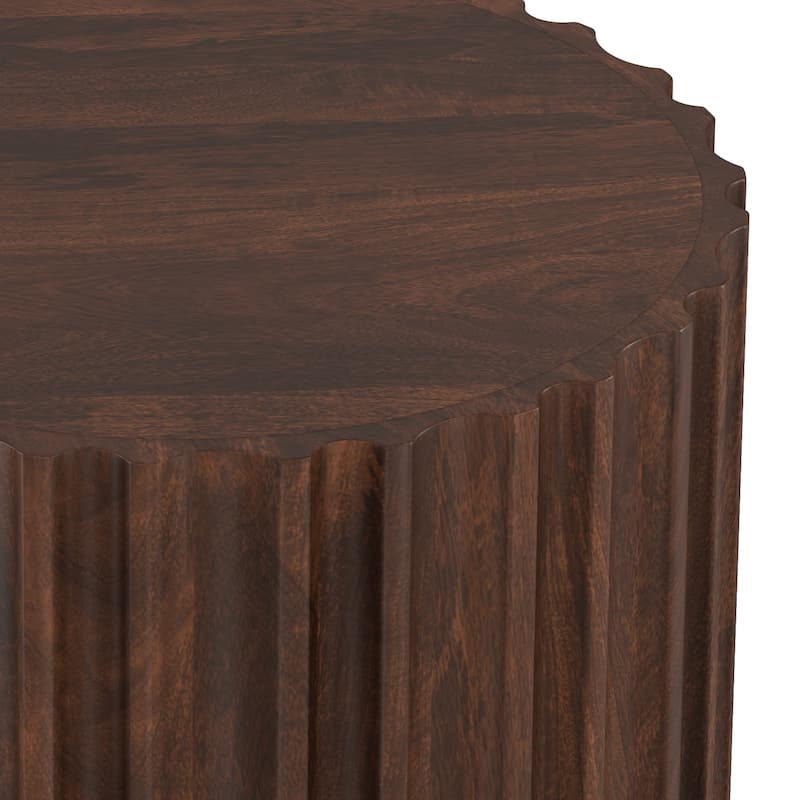 WYNDENHALL Doncaster 16" Wide Solid Mango Boho Contemporary End Table in Natural & Assembled - 16" D x 16" W x 20" H