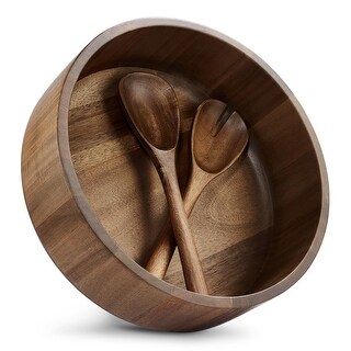 Large Wooden Salad Bowl with Salad Servers Set, Natural Acacia Wooden ...