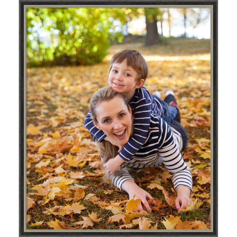 Theo Black Silver Narrow Framed Picture Frame, Photo Frame - 20x24 - Theo Black Silver Narrow