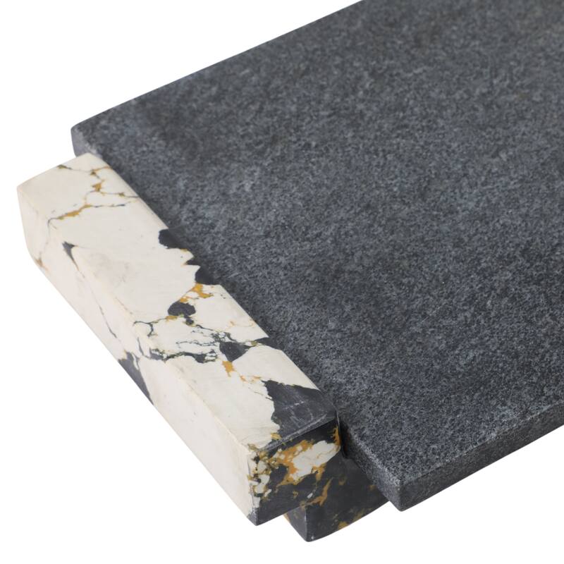 Stone Marble Tray Rectangular Modern Design Home Office - 2" Black - 18" x 8" x 2"