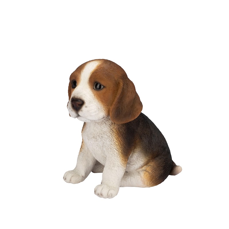 Sitting Beagle Puppy Outdoor Statue - 6" - Brown and White