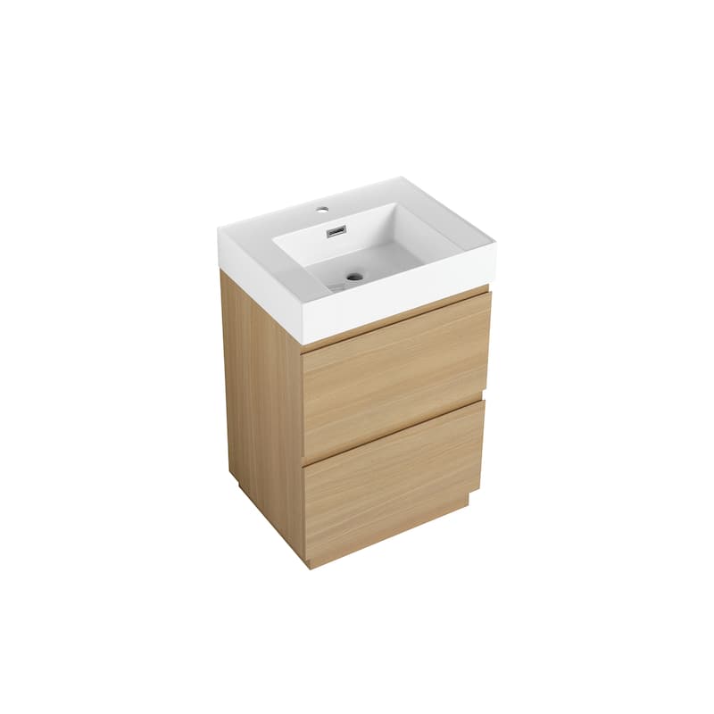 24 in. W x 18 in. D x 35 in. H Single Sink Freestanding Bath Vanity with White Resin Top