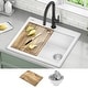 preview thumbnail 95 of 146, KRAUS Bellucci Workstation Topmount Drop-in Granite Kitchen Sink 25" L x 22" W - White