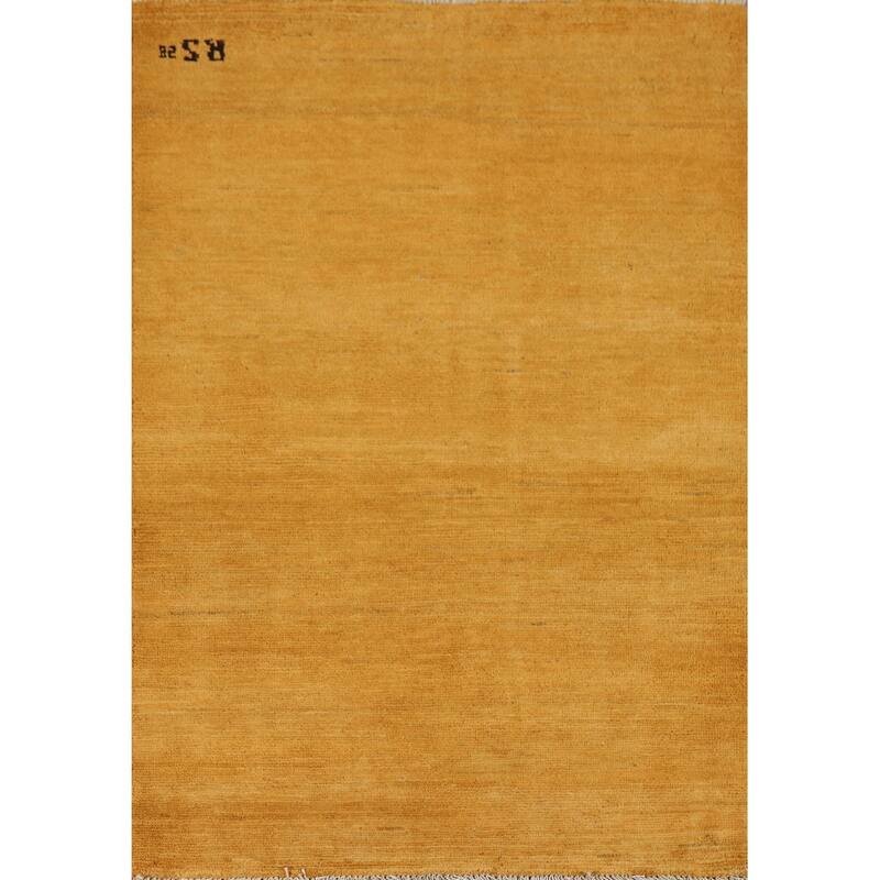 Gold Gabbeh Modern Foyer Rug Handmade Wool Carpet - 2'9"x 4'0"