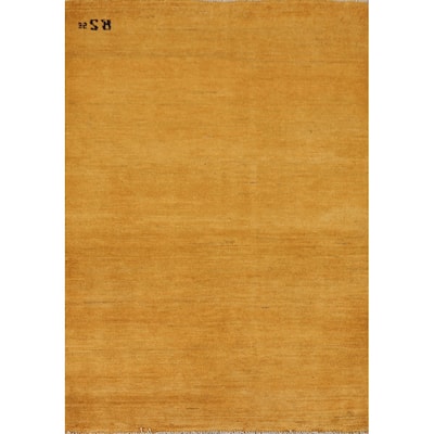 Gold Gabbeh Modern Foyer Rug Handmade Wool Carpet - 2'9"x 4'0"