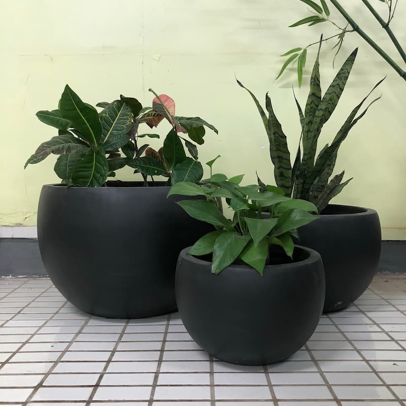 Durx-litecrete Lightweight Concrete Bowl Granite Planter-Set of 3 - 19.7'x19.7'x13'